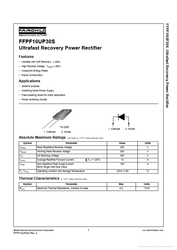 FFPF10UP30S Fairchild Semiconductor