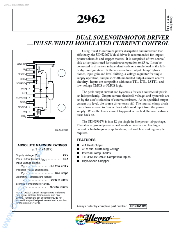 UDN2962 Allegro MicroSystems