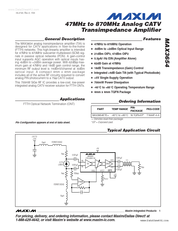 <?=MAX3654?> डेटा पत्रक पीडीएफ