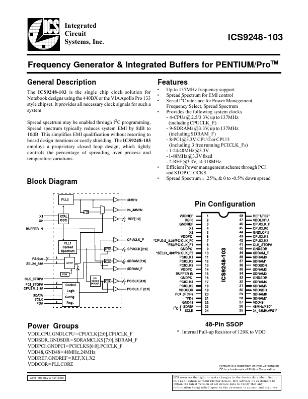 ICS9248-103 Integrated Circuit Systems