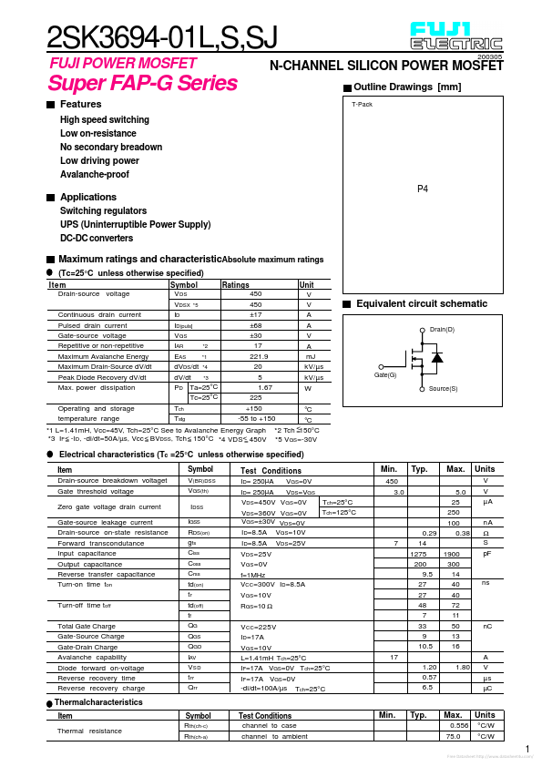 <?=2SK3694-01S?> डेटा पत्रक पीडीएफ