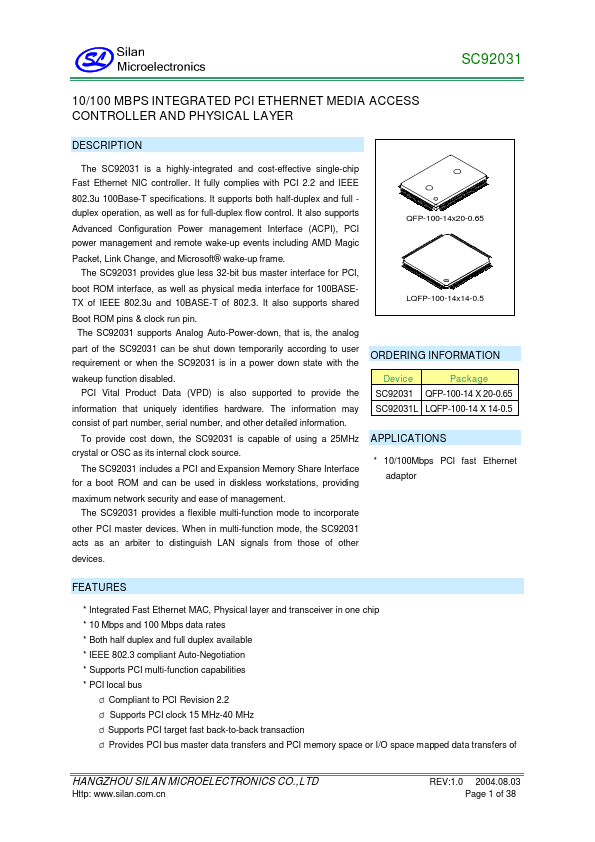 SC92031 Silan Semiconductors