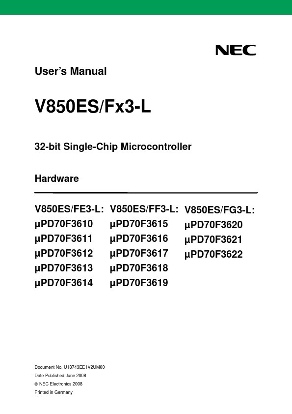 <?=UPD70F3618?> डेटा पत्रक पीडीएफ