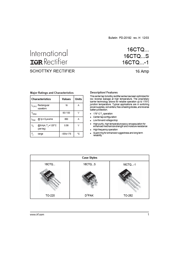 16CTQ80-1 International Rectifier