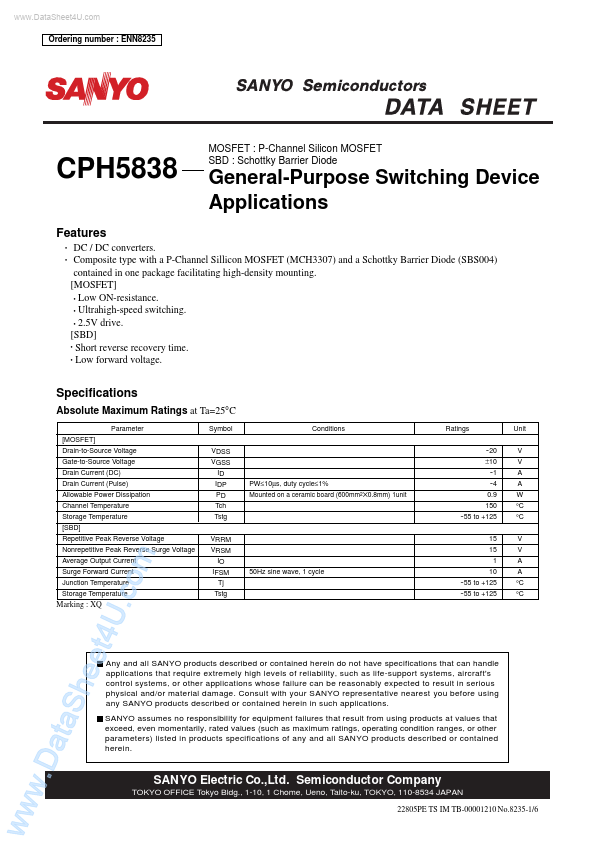 CPH5838 Sanyo Semicon Device
