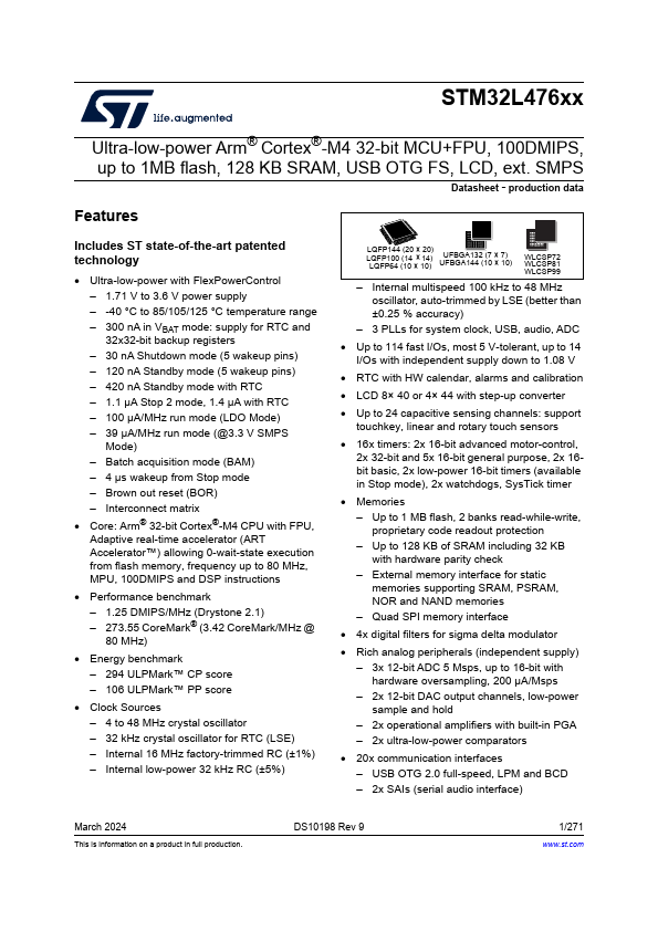 <?=STM32L476VC?> डेटा पत्रक पीडीएफ