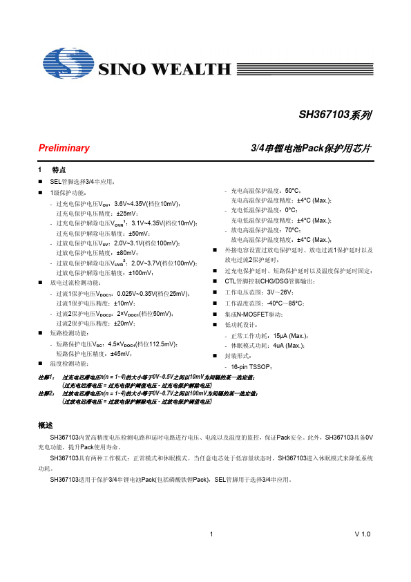 SH367103 Sino Wealth Microelectronic