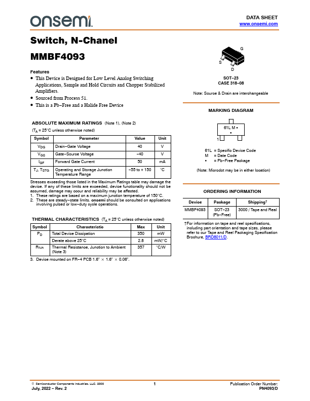 MMBF4093 ON Semiconductor