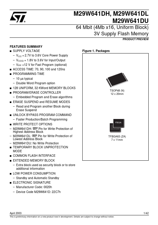 M29W641DH ST Microelectronics