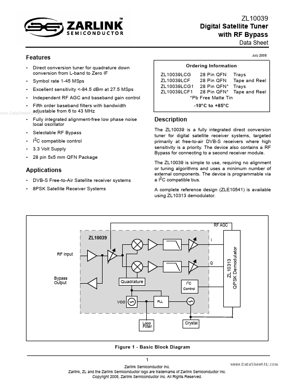 ZL10039 Zarlink Semiconductor