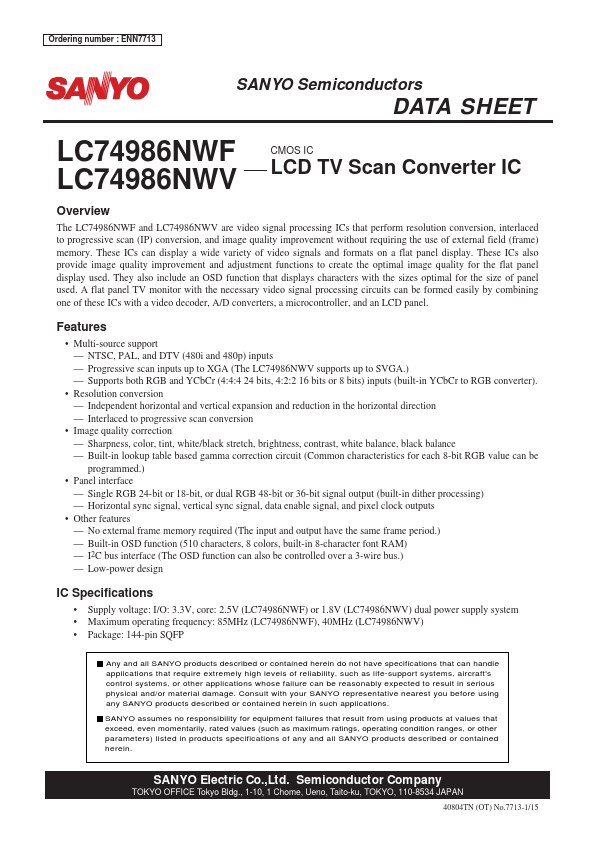 LC74986NWF Sanyo Semicon Device