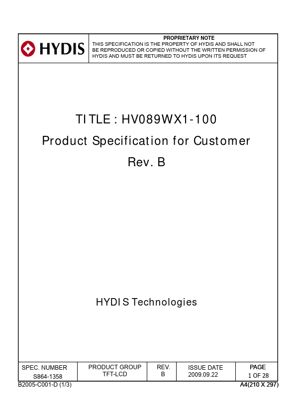 HV089WX1-100 HYDIS