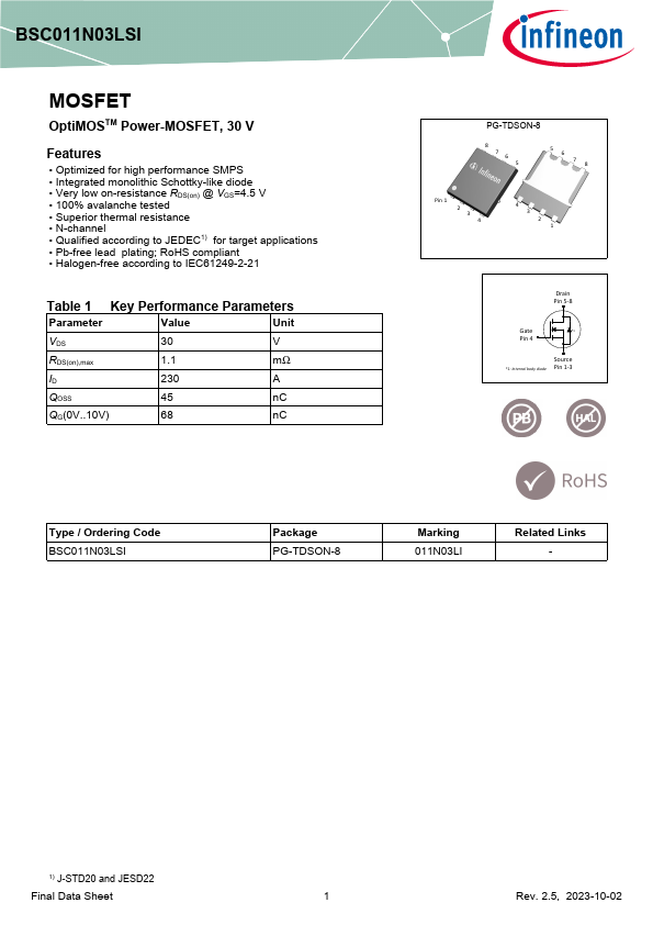 BSC011N03LSI Infineon