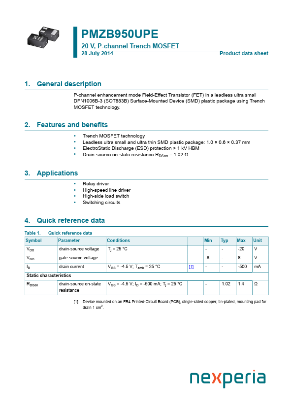 PMZB950UPE nexperia