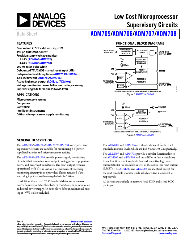 <?=ADM705?> डेटा पत्रक पीडीएफ