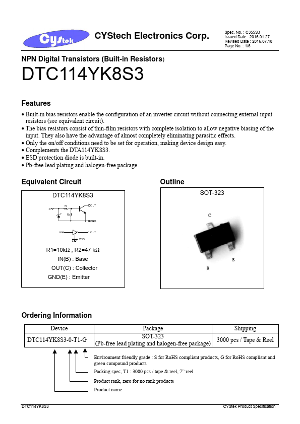 DTC114YK8S3 CYStech