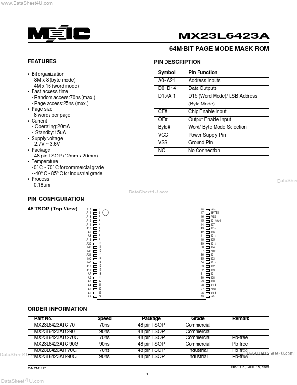 <?=MX23L6423A?> डेटा पत्रक पीडीएफ
