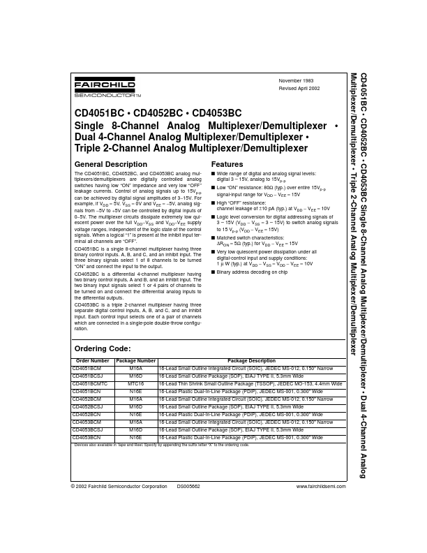 CD4052BC Fairchild Semiconductor