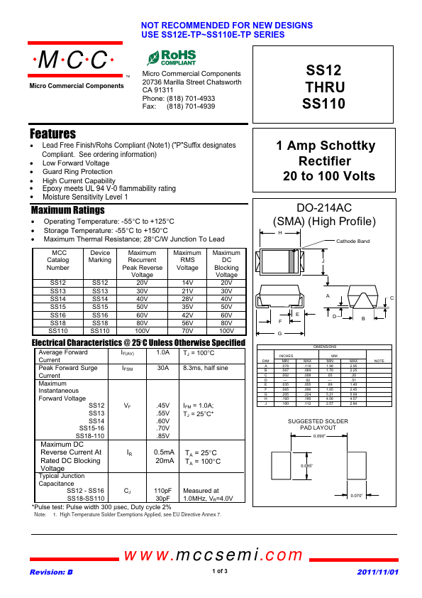 SS110 Micro Commercial Components