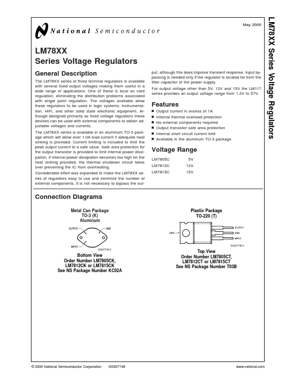 <?=LM7805CK?> डेटा पत्रक पीडीएफ