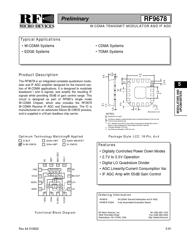 RF9678PCBA RF Micro Devices