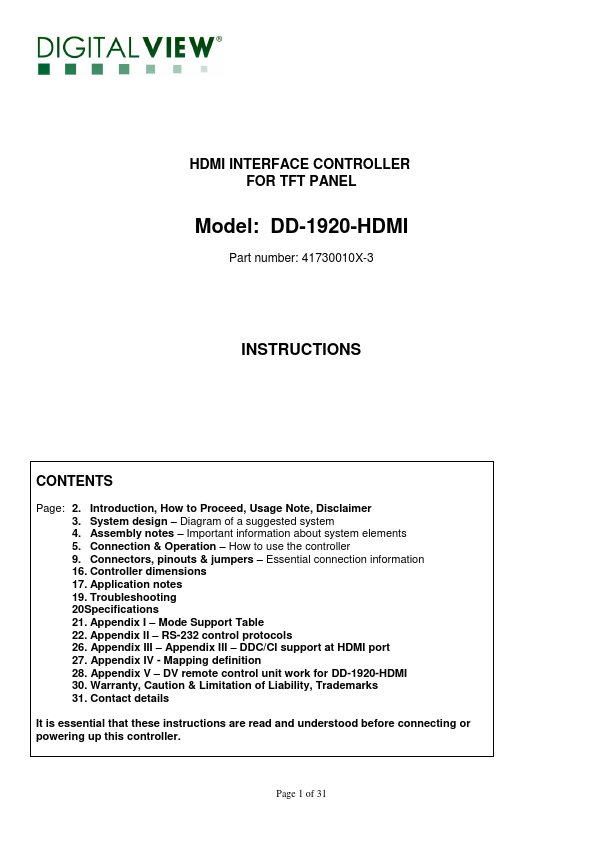 <?=DD-1920-HDMI?> डेटा पत्रक पीडीएफ