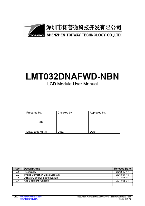 LMT032DNAFWD-NBN Topway