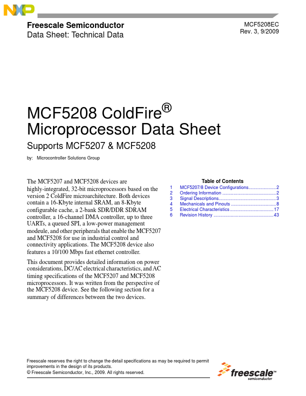 MCF5208 Motorola Semiconductor