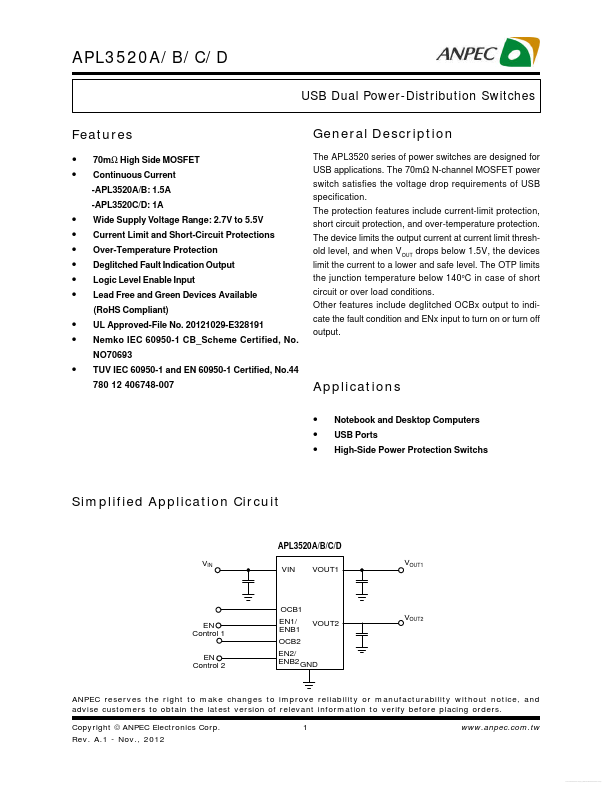 <?=APL3520B?> डेटा पत्रक पीडीएफ