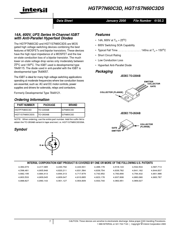 HGTP7N60C3D Intersil Corporation