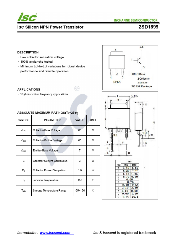 2SD1899 Inchange Semiconductor