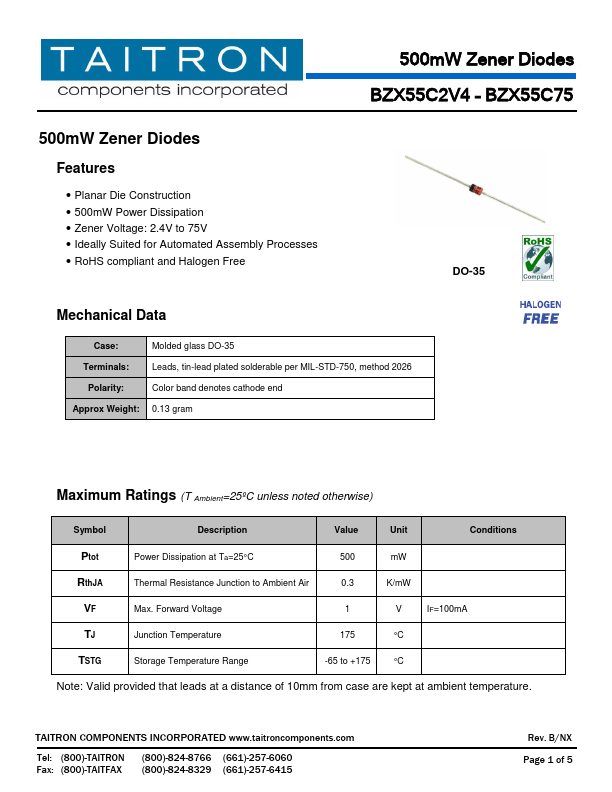 BZX55C3V9 TAITRON