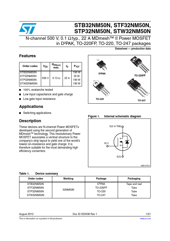 <?=STP32NM50N?> डेटा पत्रक पीडीएफ