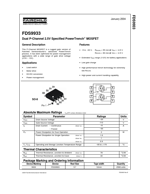 FDS9933 Fairchild Semiconductor