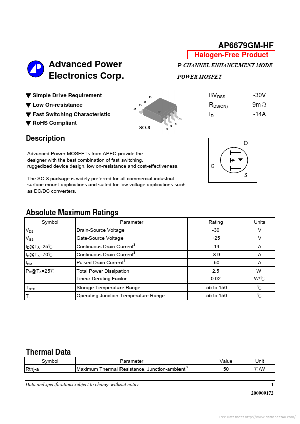 AP6679GM-HF Advanced Power Electronics