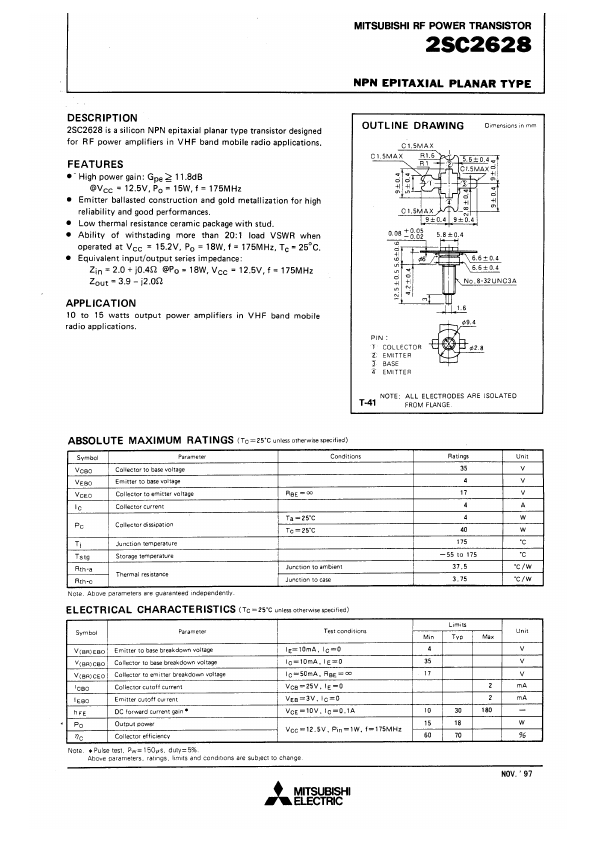 2SC2628 Mitsubishi Electric Semiconductor