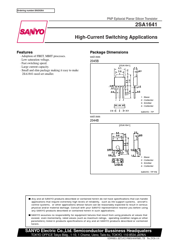 2SA1641 Sanyo Semicon Device