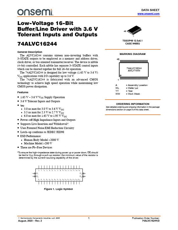 74ALVC16244 ON Semiconductor