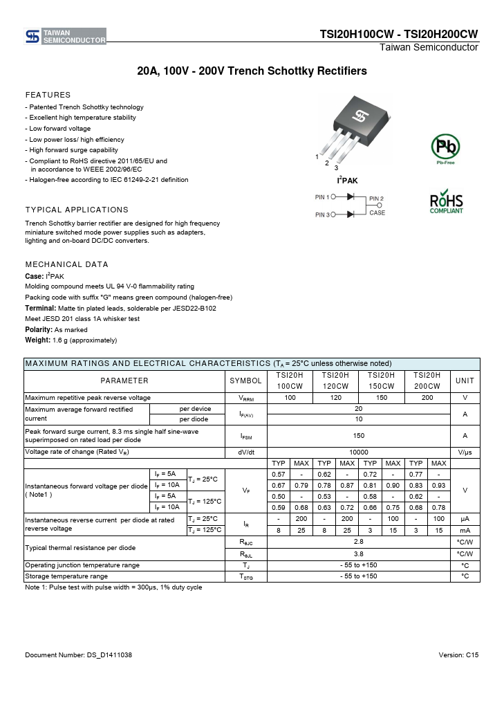 <?=TSI20H120CW?> डेटा पत्रक पीडीएफ