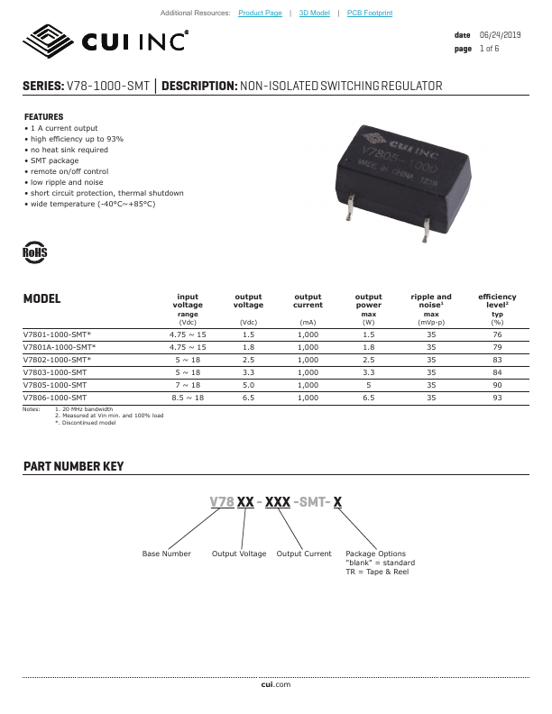 V7803-1000-SMT CUI