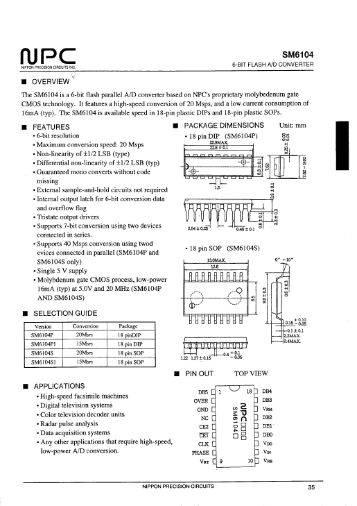 SM6104P1 Nippon Precision Circuits Inc