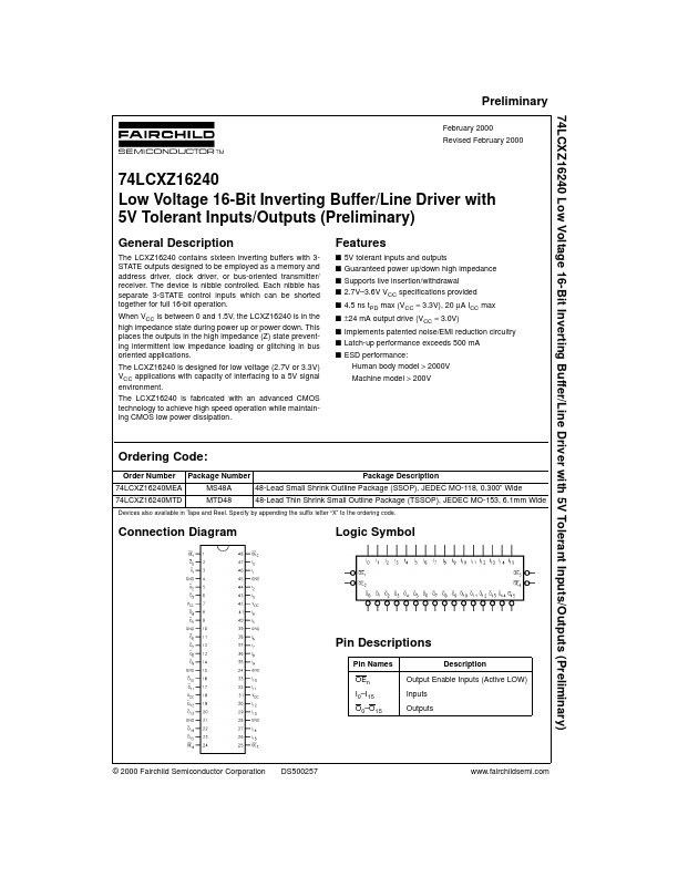 74LCXZ16240 Fairchild Semiconductor