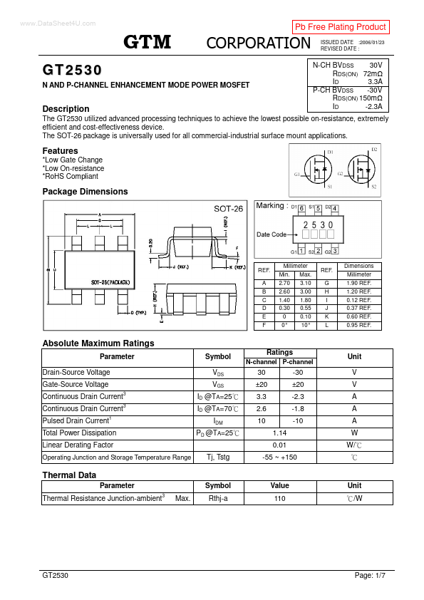 <?=GT2530?> डेटा पत्रक पीडीएफ