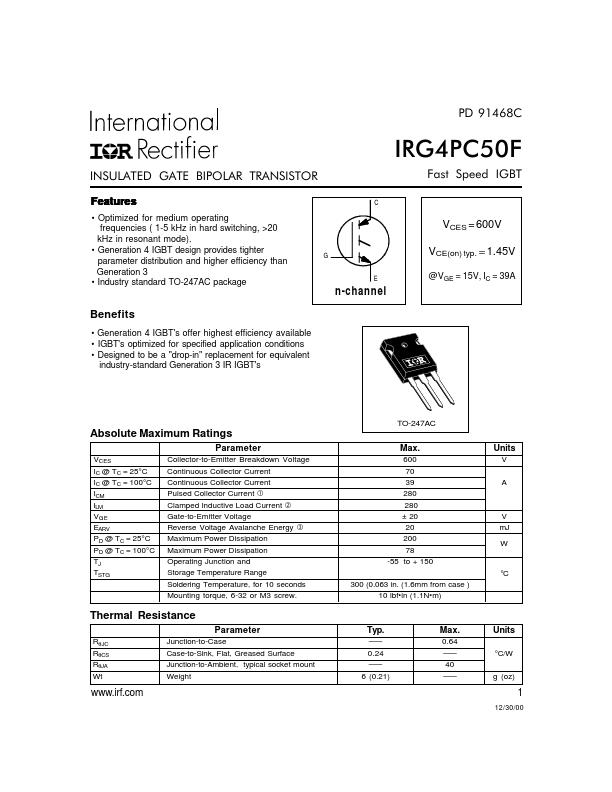 IRG4PC50F IRF