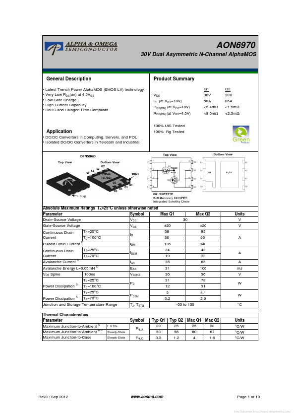 AON6970 Alpha & Omega Semiconductors