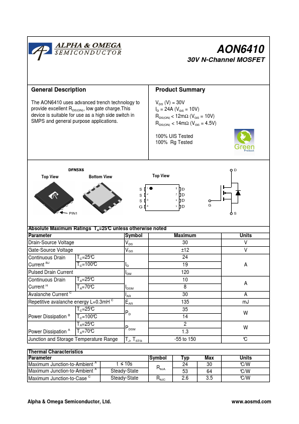 AON6410 Alpha & Omega Semiconductors