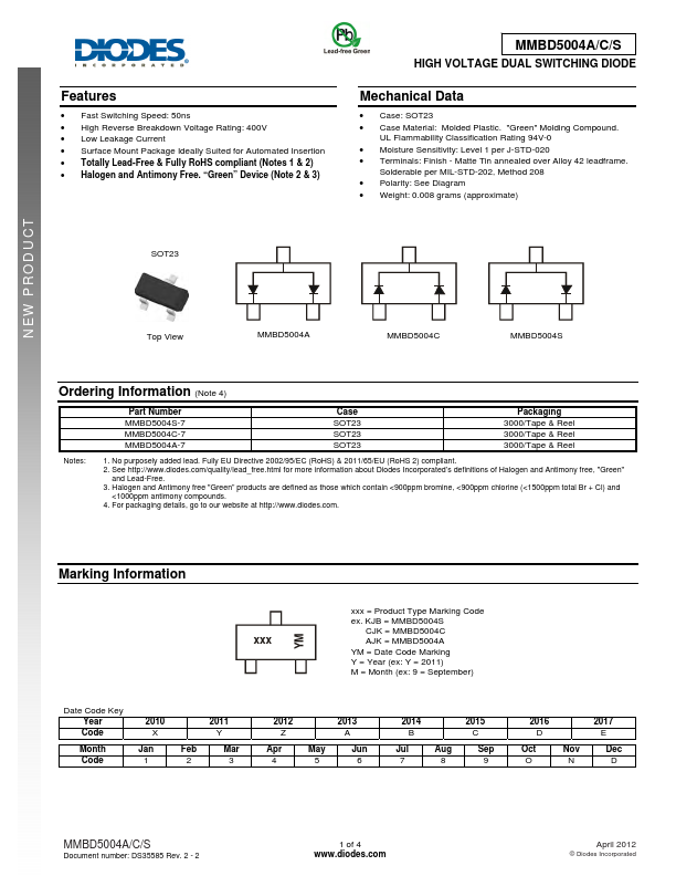 MMBD5004A Diodes