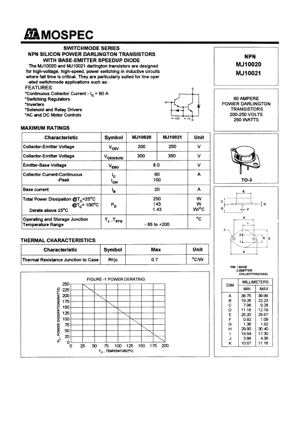 MJ10020 Mospec Semiconductor