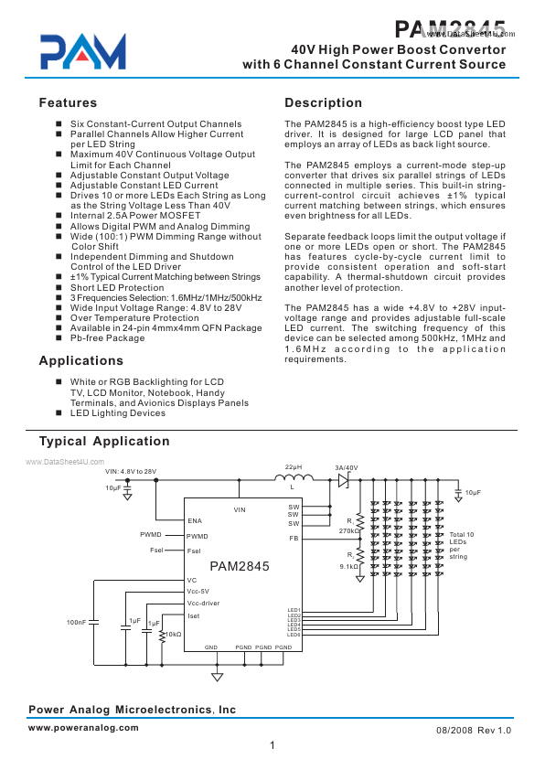 PAM2845 Power Analog Micoelectronics