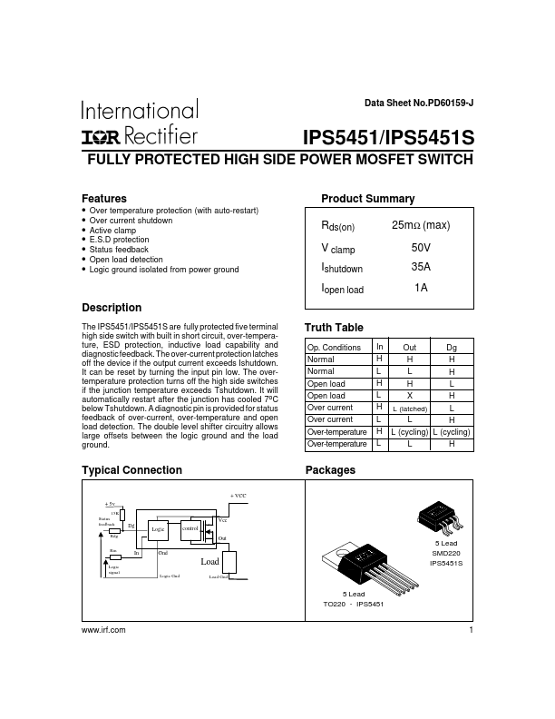 <?=IPS5451S?> डेटा पत्रक पीडीएफ